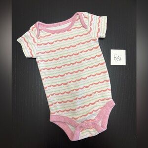 ⭐️4/$5.00⭐️ George 0-3m Pink and White Scallop-Stripe Onesies